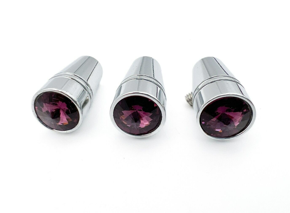 (Set/3) Chrome Purple Crystal Mini Toggle Switch Extensions 1" For Peterbilt