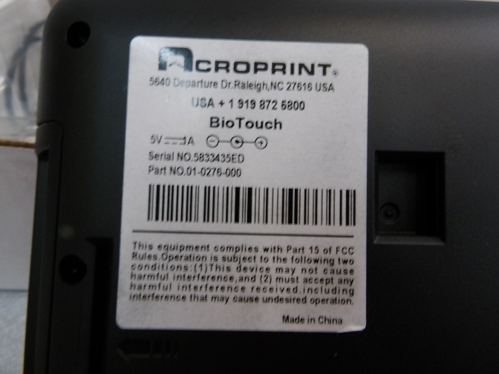 OPEN BOX ACROPRINT BIOTOUCH FINGERPRINT BIOMETRIC TIME CLOCK