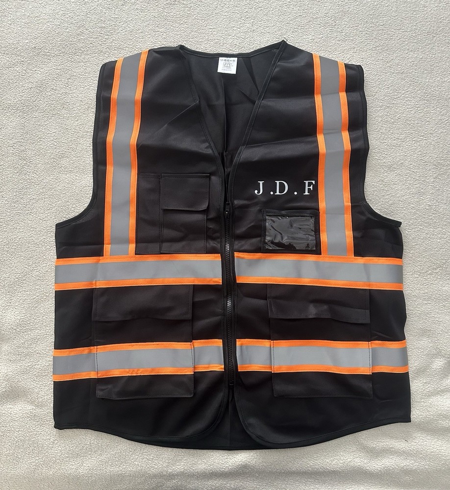 Unisex High Visibility Vest Black Orange Size Medium