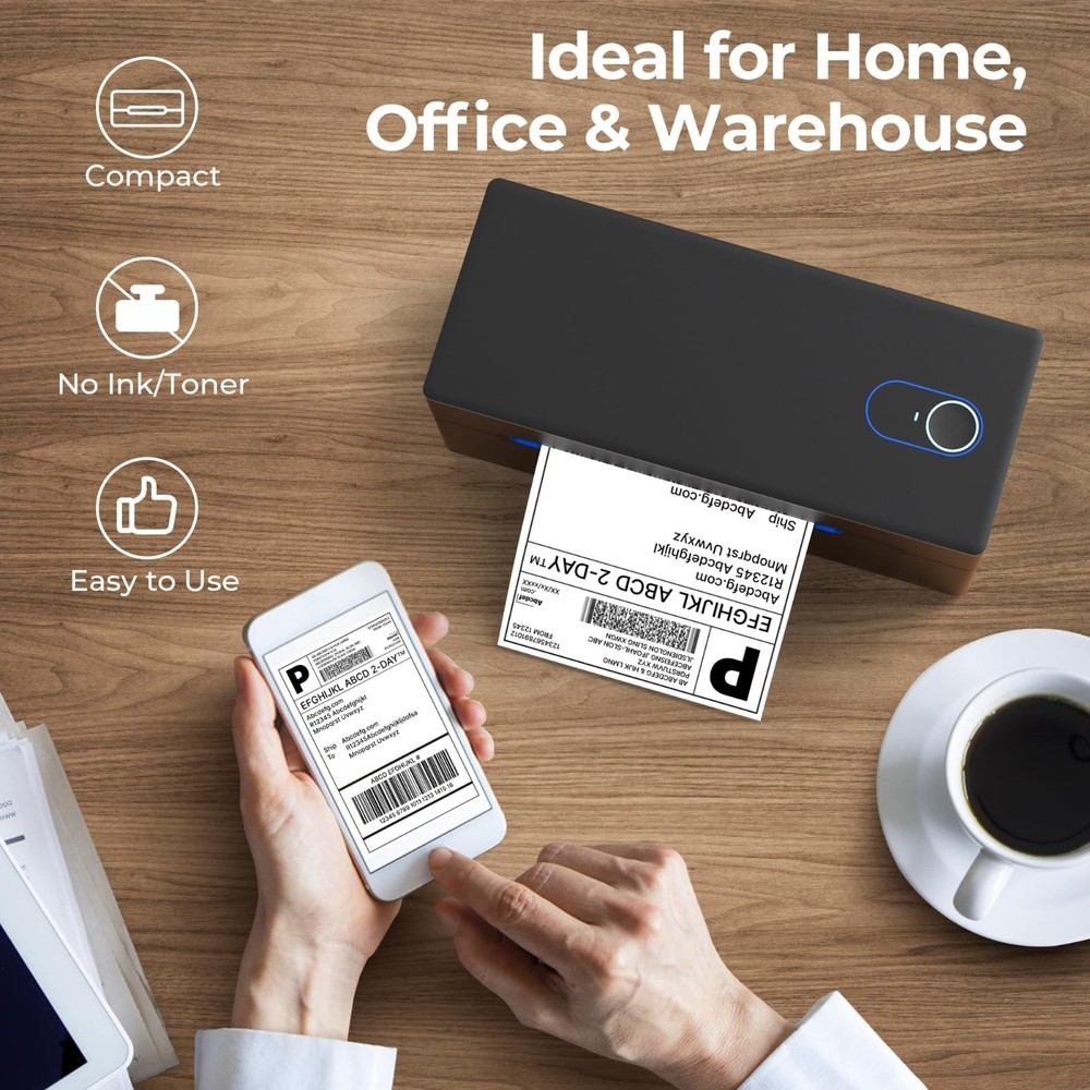 Nelko Bluetooth Thermal Shipping Label Printer, Wireless 4x6 Label Printer