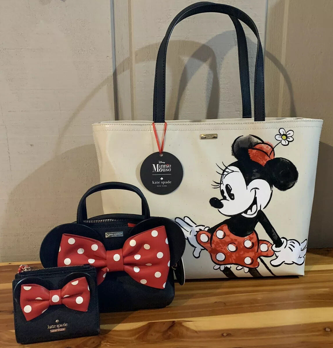 KATE SPADE DISNEY MINNIE MOUSE FRANCIS TOTE & MAISE CROSSBODY ADALYN WALLET NWT