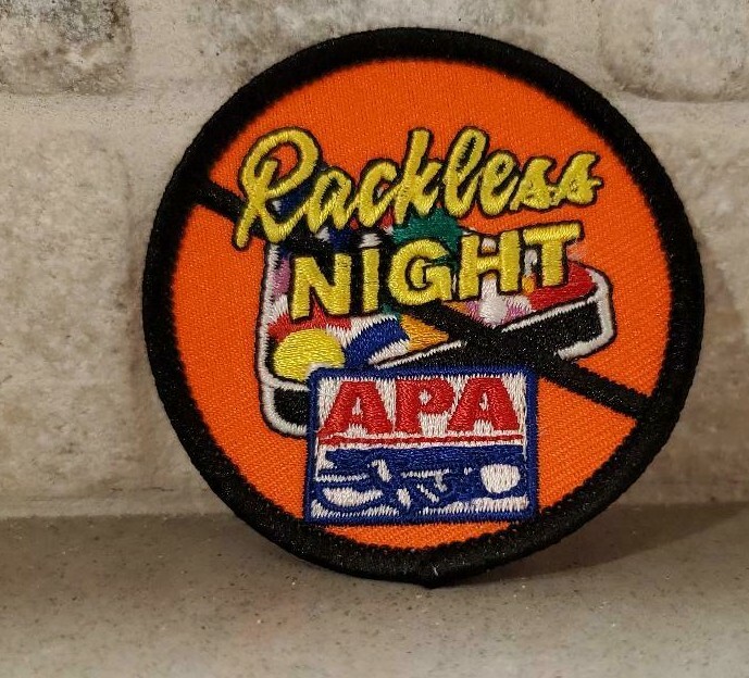 APA BILLIARDS/POOL LEAGUES RACKLESS PATCH-NEW