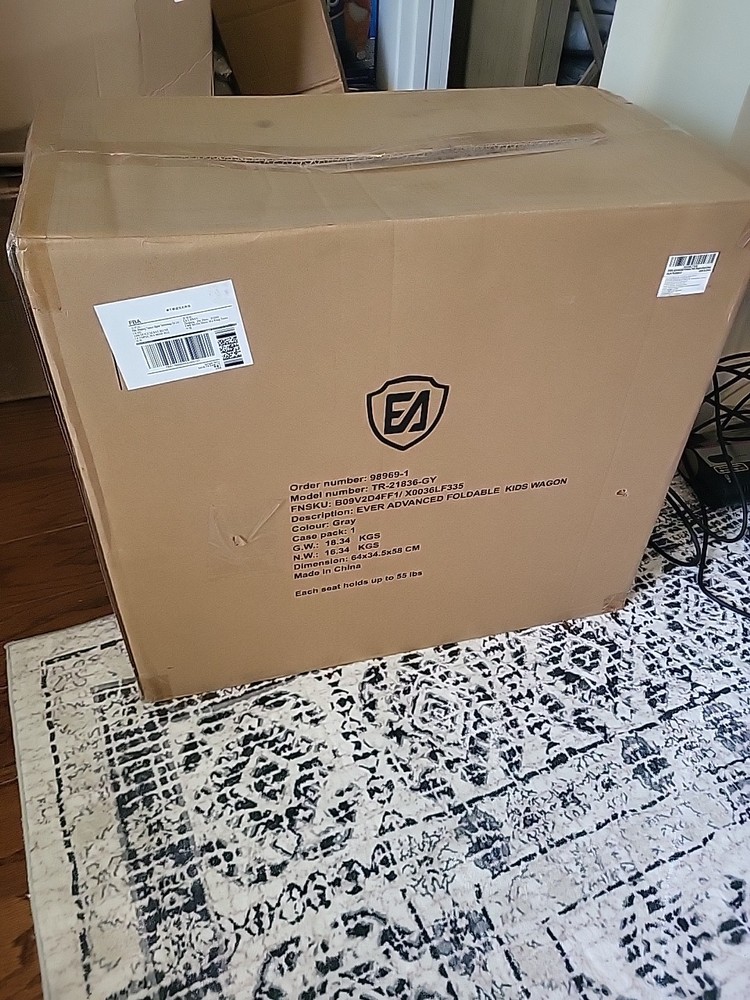 EVER ADVANCED Side-Unzip Stroller Wagon for 2 Kids Double All Terrain Push Pull