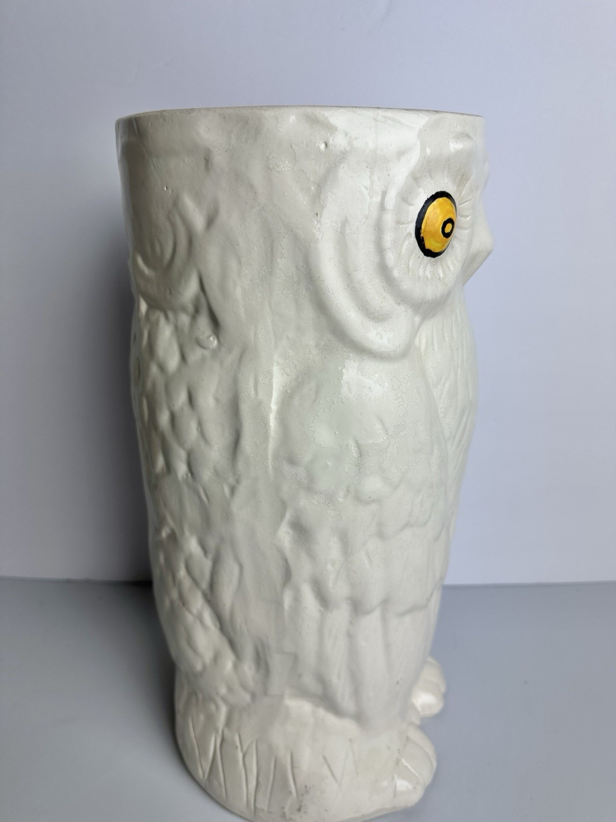 RARE Vintage Mid Century Modern 1960s Ceramic Owl Umbrella Stand Cane Holder MCM