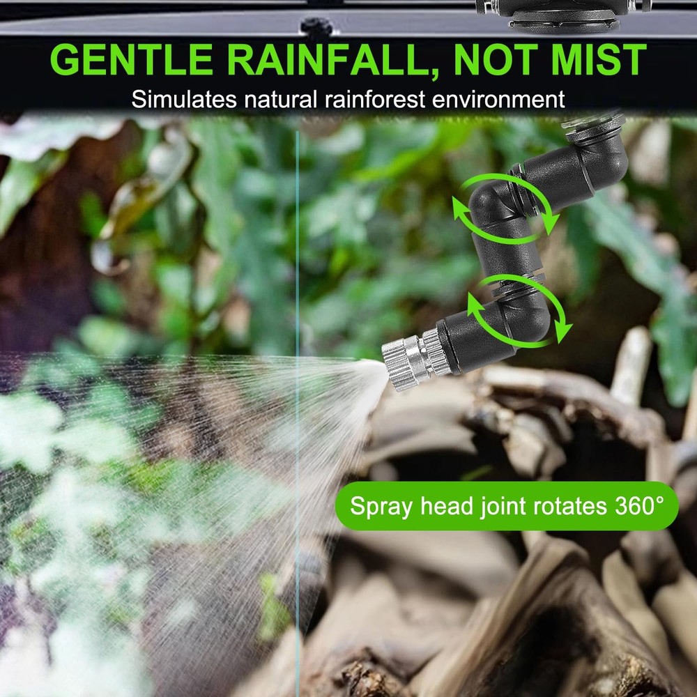 Reptile Misting System with Timer, 6 Adjustable-Joint Nozzles, -Priming Pump,...