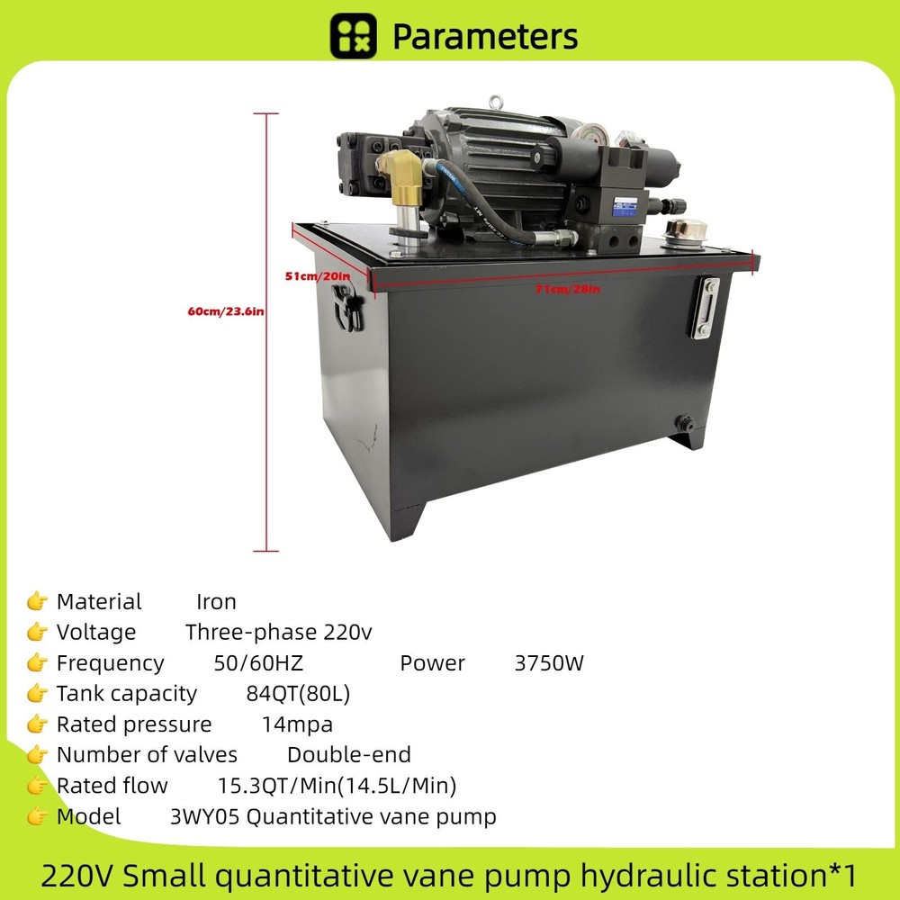 220V Quantitative Vane Pump Hydraulic Pump 80L Constant Flow Paddle Pump