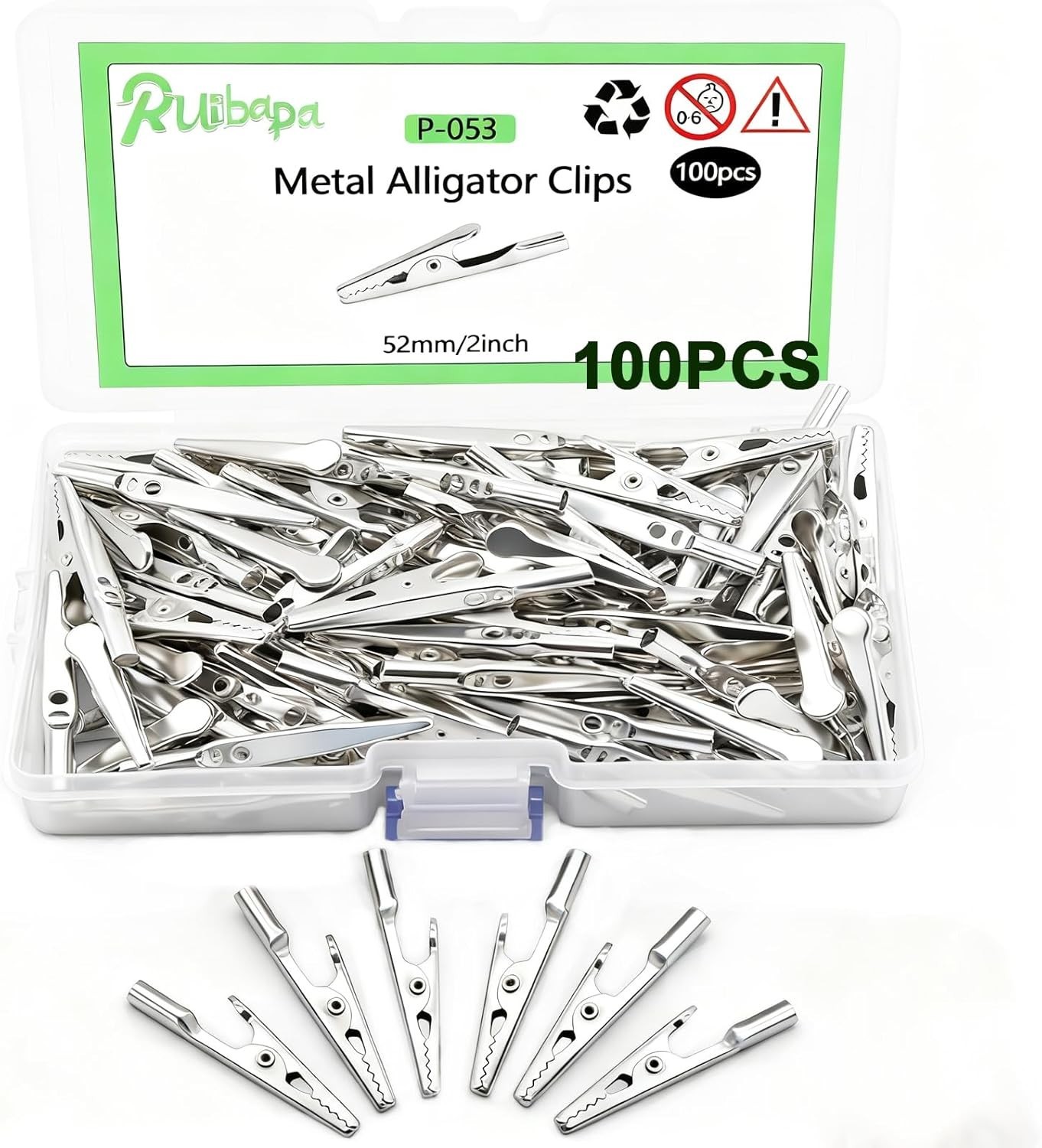 100 Pcs Metal Alligator Clips 52 Mm for Household Soldering and Electrical Test