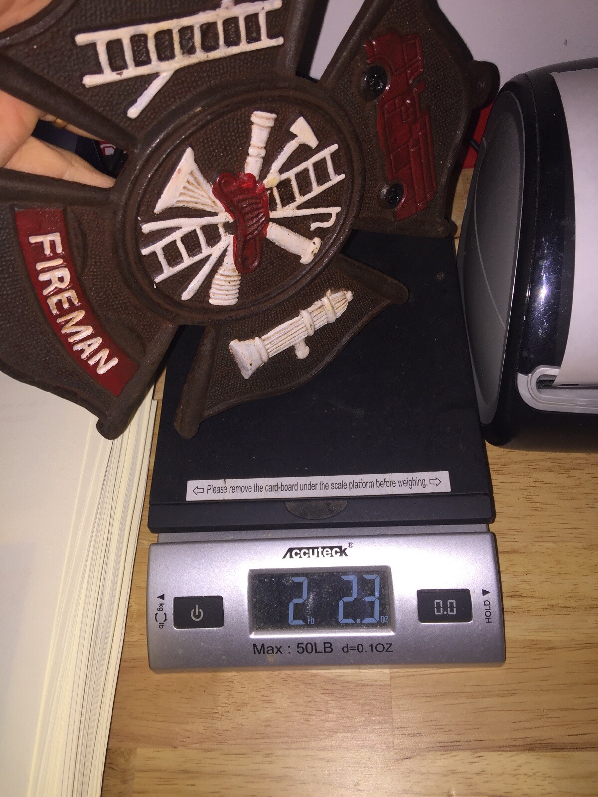 Firefighter Fireman Rescue Cast Iron Sign Plaque Fire Chief Rustic Patina 2+LB