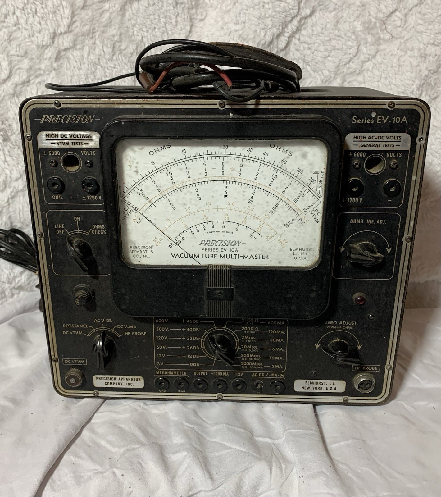 1955 Vintage Precision Apparatus Vacuum Tube Multi- Range Tester Series EV-10A 