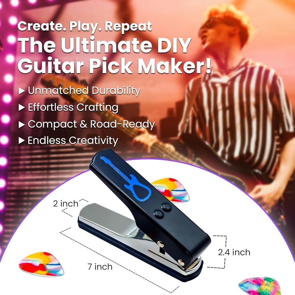 Guitar Pick Maker Kit with Key Chain & Artwork Strips - Create Unique Picks