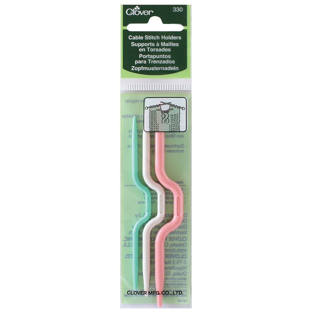 #330C CLOVER CABLE STITCH HOLDERS 3.5" 3/Pkg Small, Medium & Large For Knitting