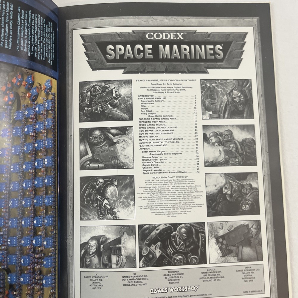 Warhammer 40k Games Workshop 2001 - Codex Space Marines 3rd edition