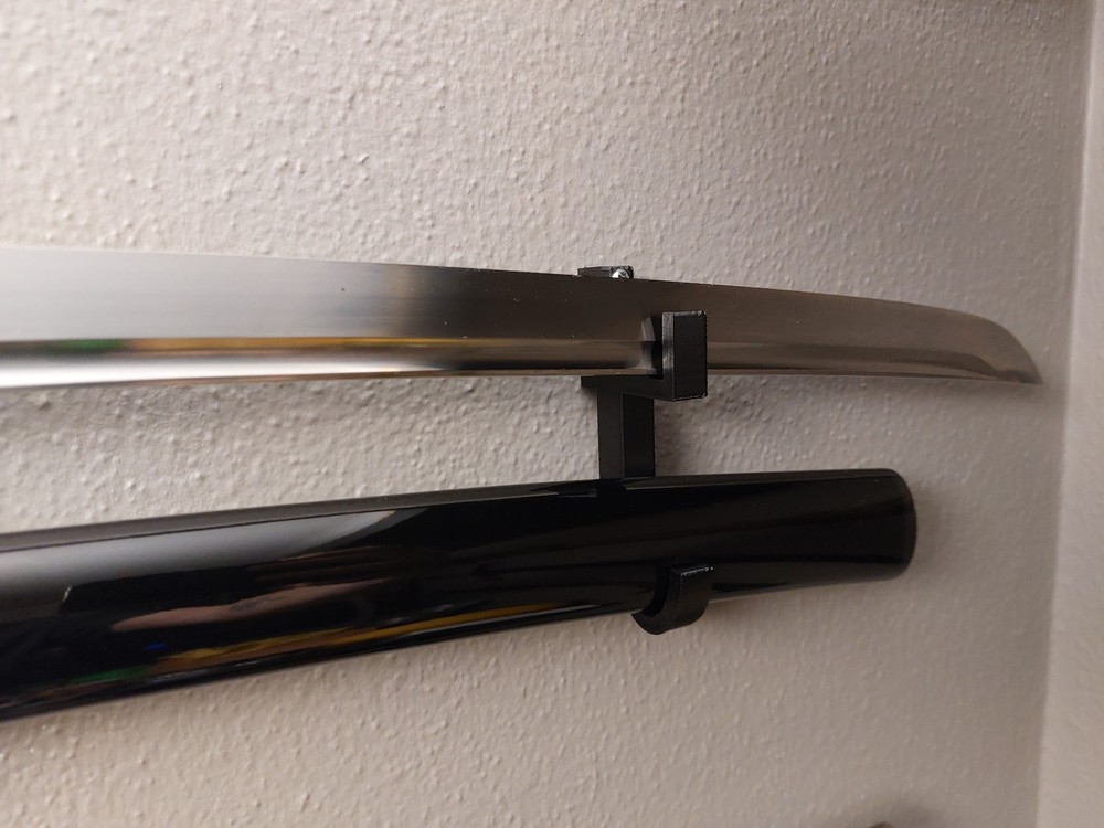 Katana Sword Wall Mount Display Stand, Black Brackets with Mounting Hardware
