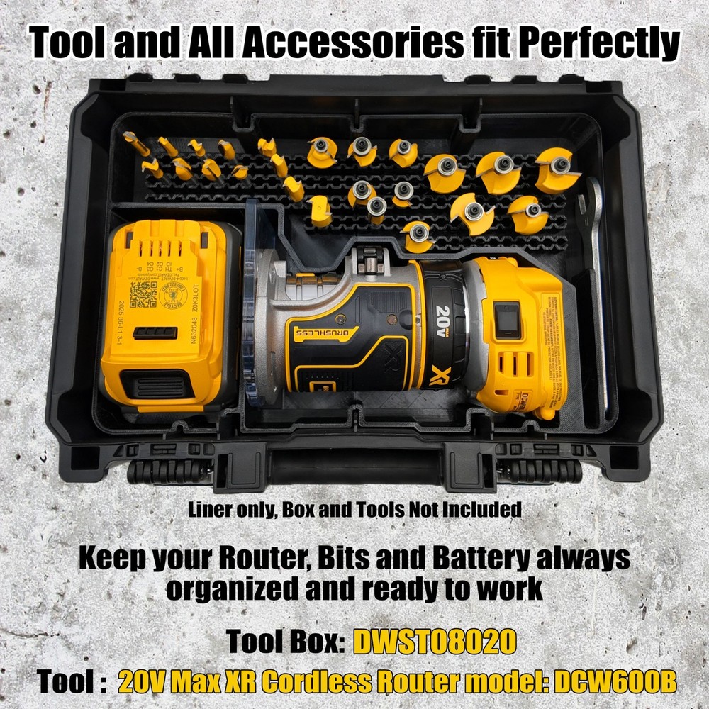 DeWalt DCW600B 20V Router Insert for Deep Compact Organizer (Insert Only)