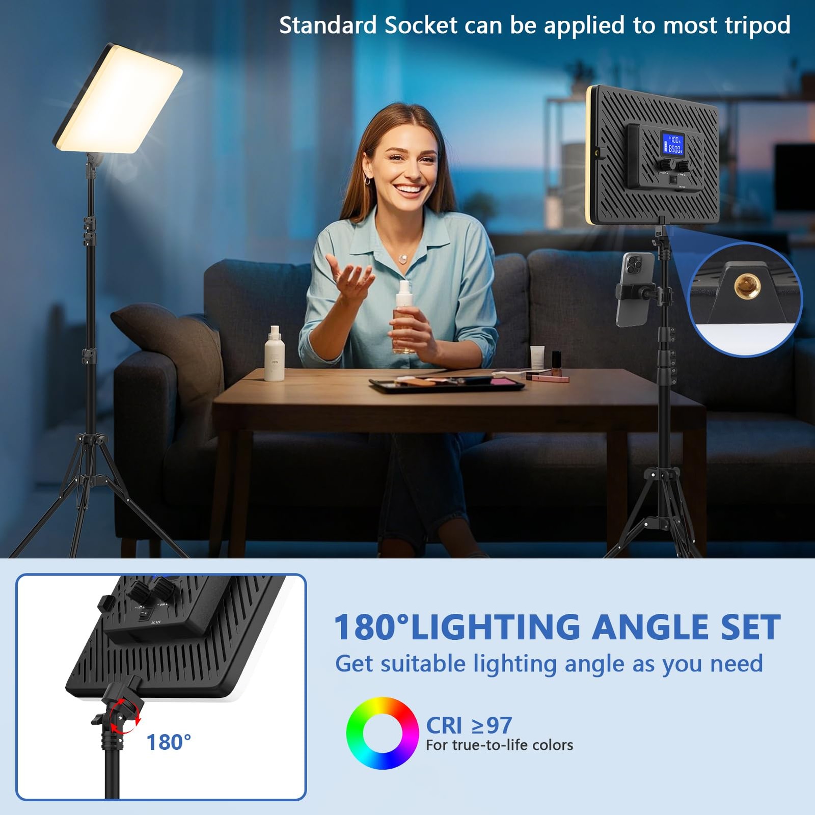 Led Video Light Panel Lighting Kit, 2-Pack Bi-Color Photography Lighting with...