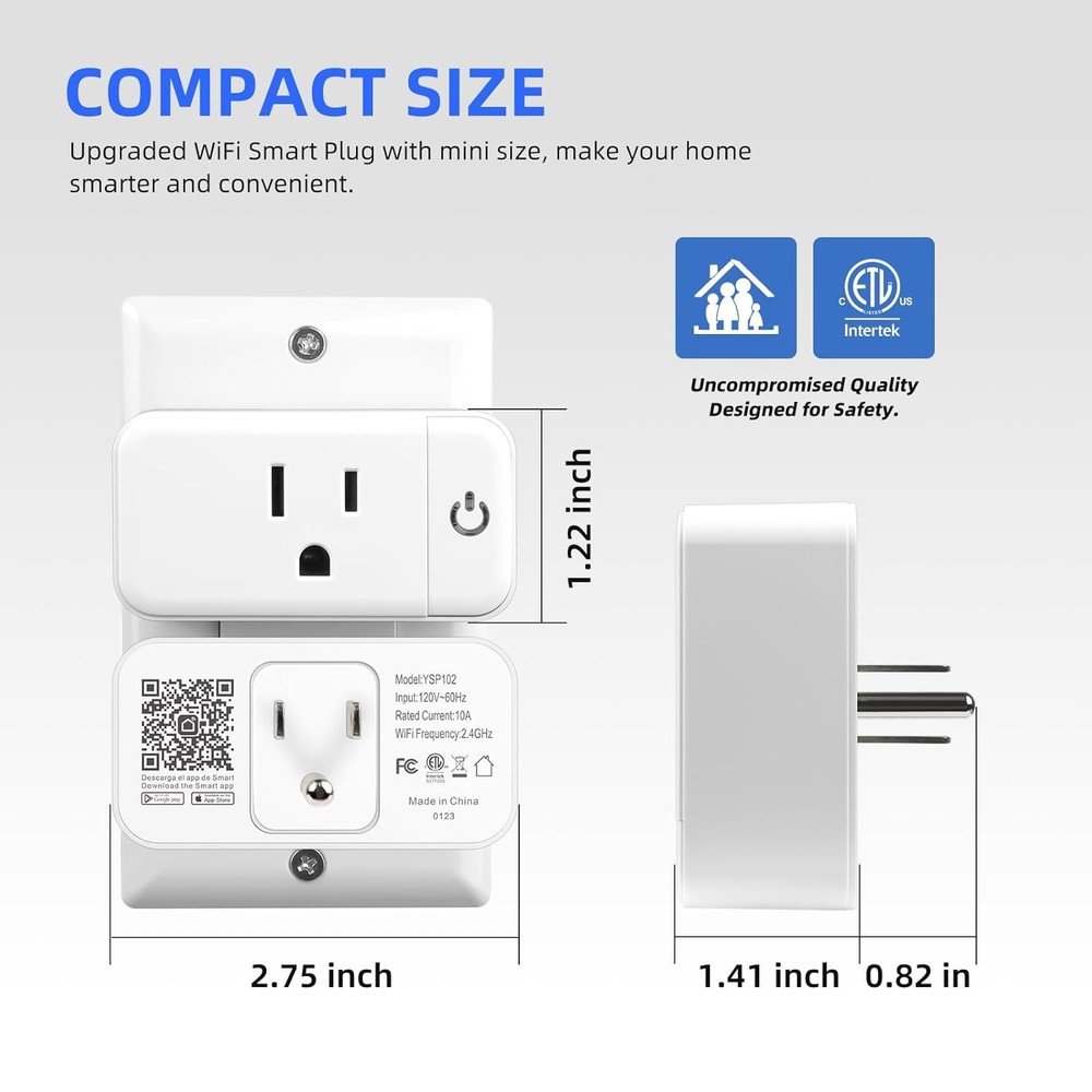 2 Pack Mini Smart Plug, 15A WiFi Outlet with Timer & Group Control