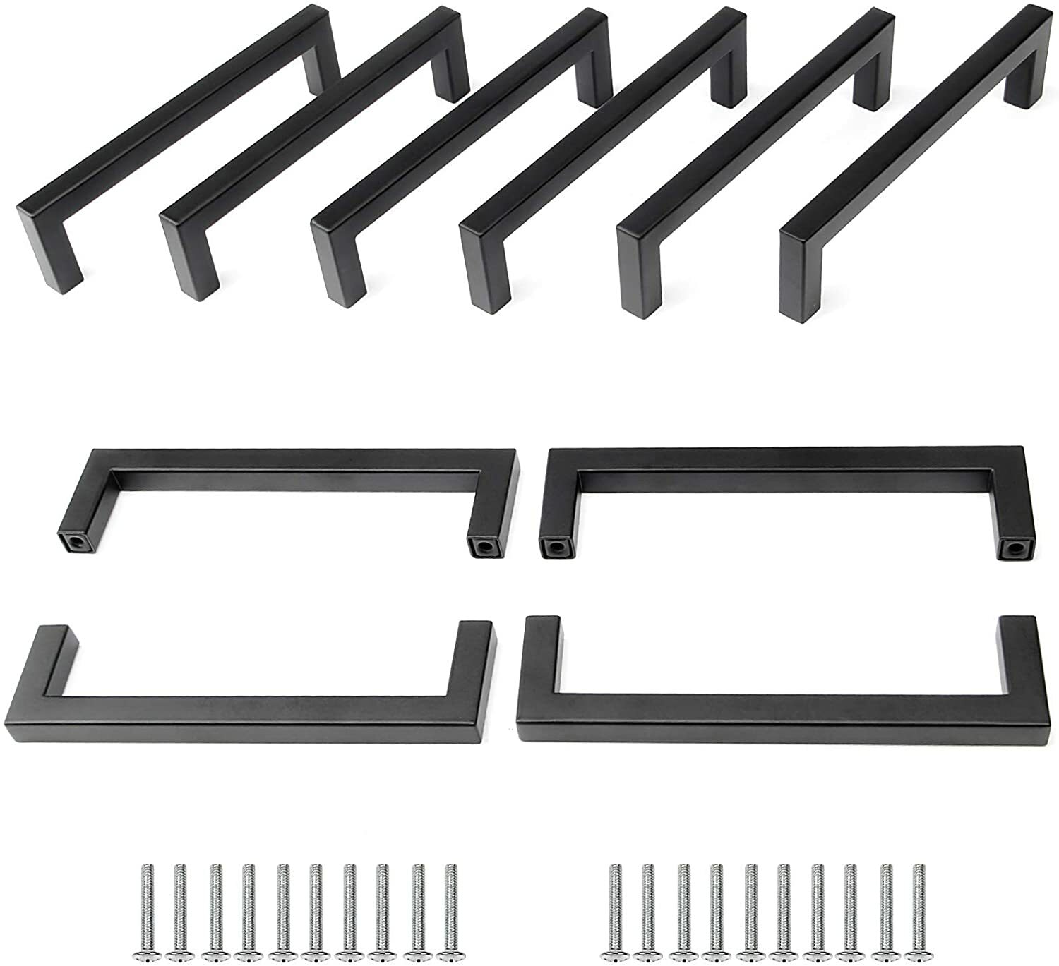 Modern Cabinet Handles Matte Black Kitchen Drawer Stainless Steel Square Pulls