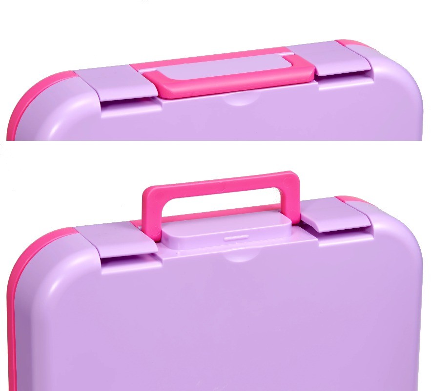 Pink Plastic Bento Box with 4 Compartments Includes Fork Spoon and Dressing