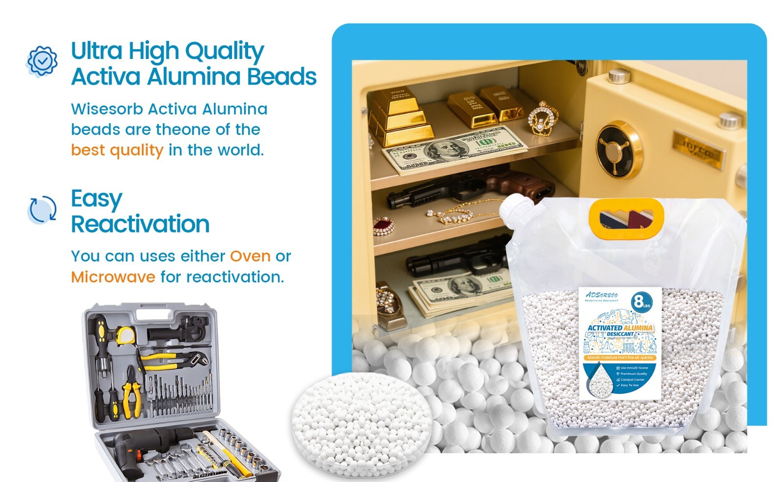 8 LBS Adsorbco Activated Alumina Desiccant with 2 bags