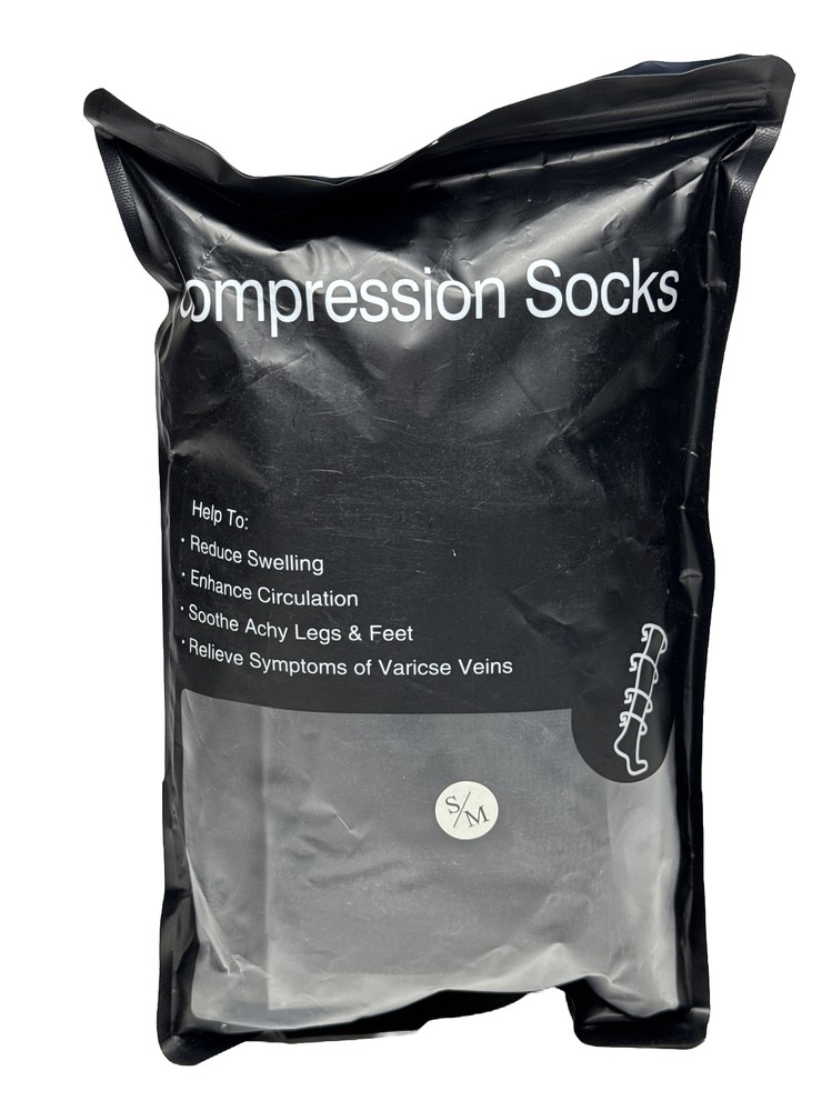 MIRACLE Socks COMPRESSION BLACK 2 Pack Unisex Size Small S/M