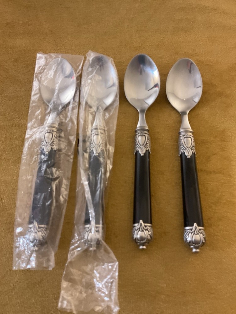 (4) TEASPOONS Home Essential RENAISSANCE BLACK