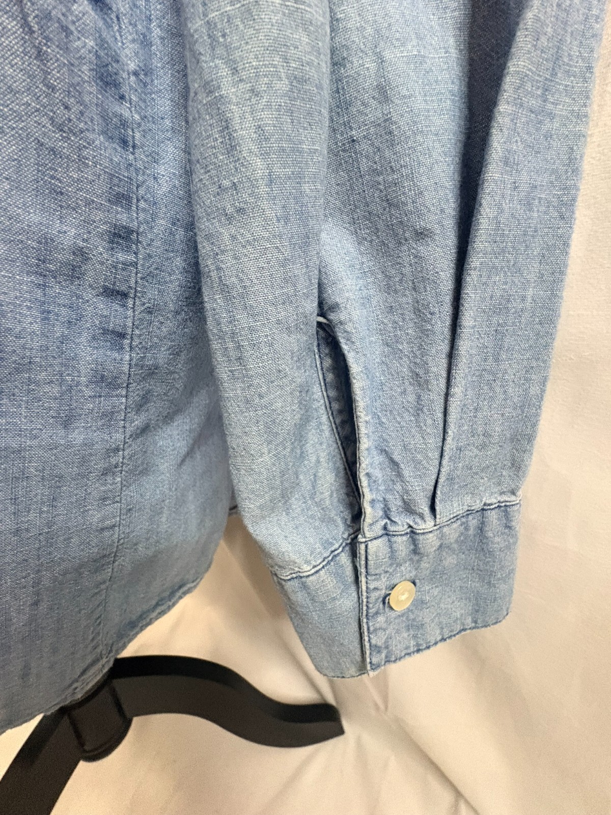 Old Navy Jean Tunic Shirt Womens Size 3X Light Blue Long Sleeve Pleats Button Up