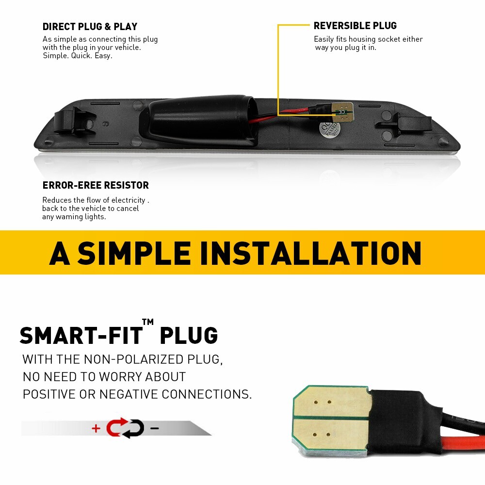 For 2015-2022 Ford Mustang LED Rear Bumper Side Marker Lights Clear Lens White