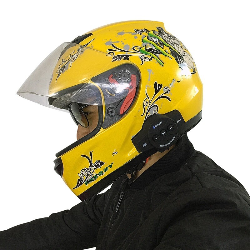 Bluetooth Motorcycle Helmet Interphone Intercom Headset Wireless with Microphone