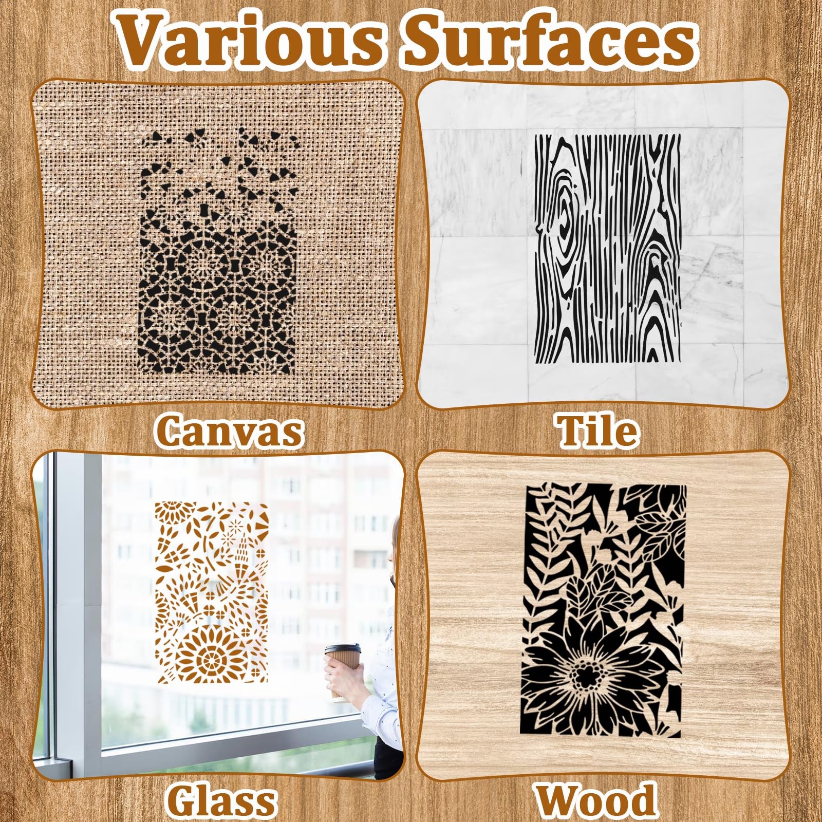 12 Pcs Reusable Abstract Geometric Stencils for Painting and Crafts