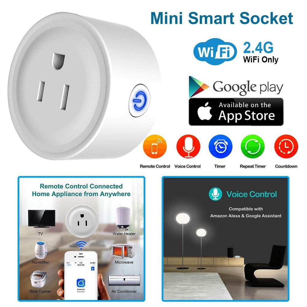 WiFi Smart Plug Outlet Wireless Smart Socket APP Remote Voice Control Timer Alex