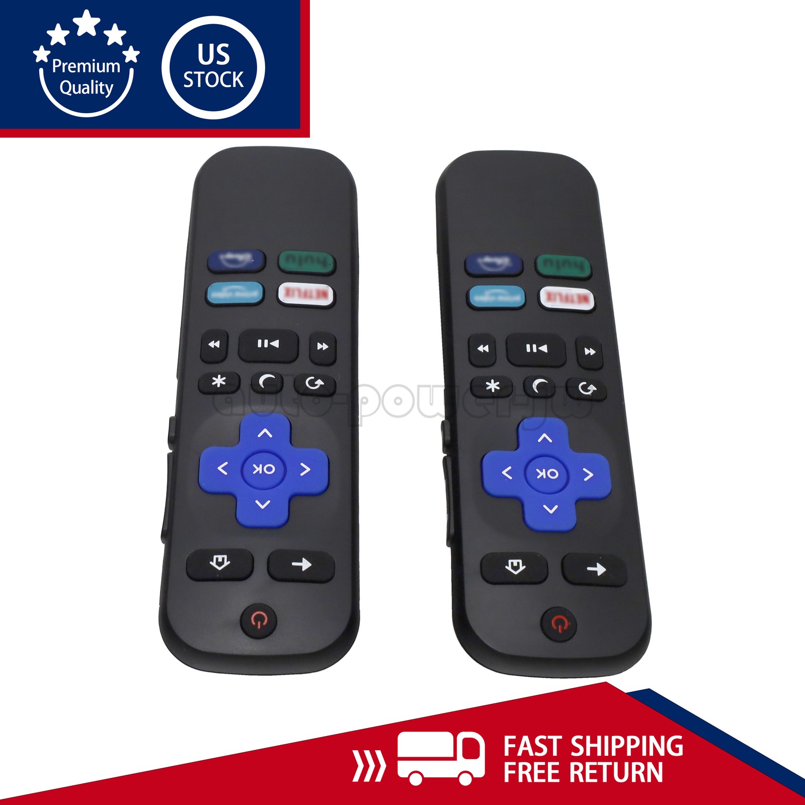 2x Remote Control Replacement For All TCL Hisense Onn Roku TV