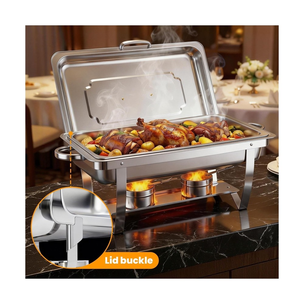 4 Pack Chafing Dishes for Buffet 9QT, Chafing Dish Buffet Set Rectangular wit...