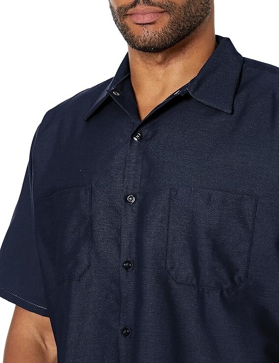 Red Kap Men's Industrial Work Shirt, Regular Fit, Short Sleeve, Navy