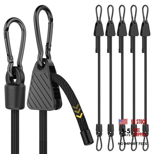 Adjustable Bungee Cords with 48" - 6 Pack - Black Adjustable - 6-Pack - Black