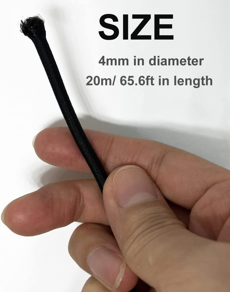 4Mm/65.6 FT Elastic Bungee Shock Cord, Heavy Duty round Stretch String Elast...