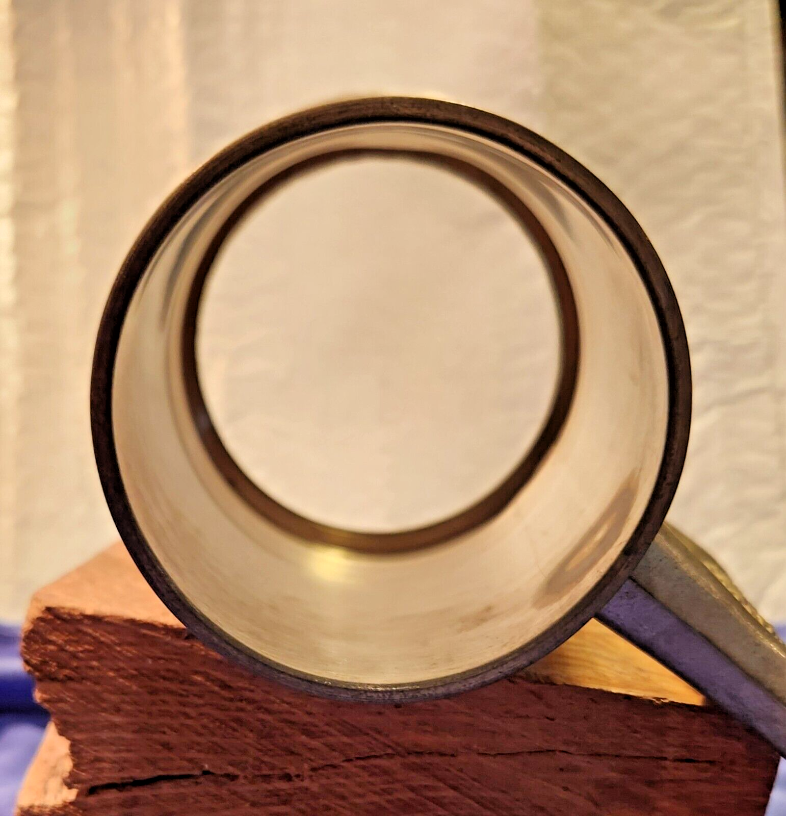 Glass-Bottom ENGLISH PEWTER Tankard / DWIGHT inscribed on side-Made in ENGLAND!