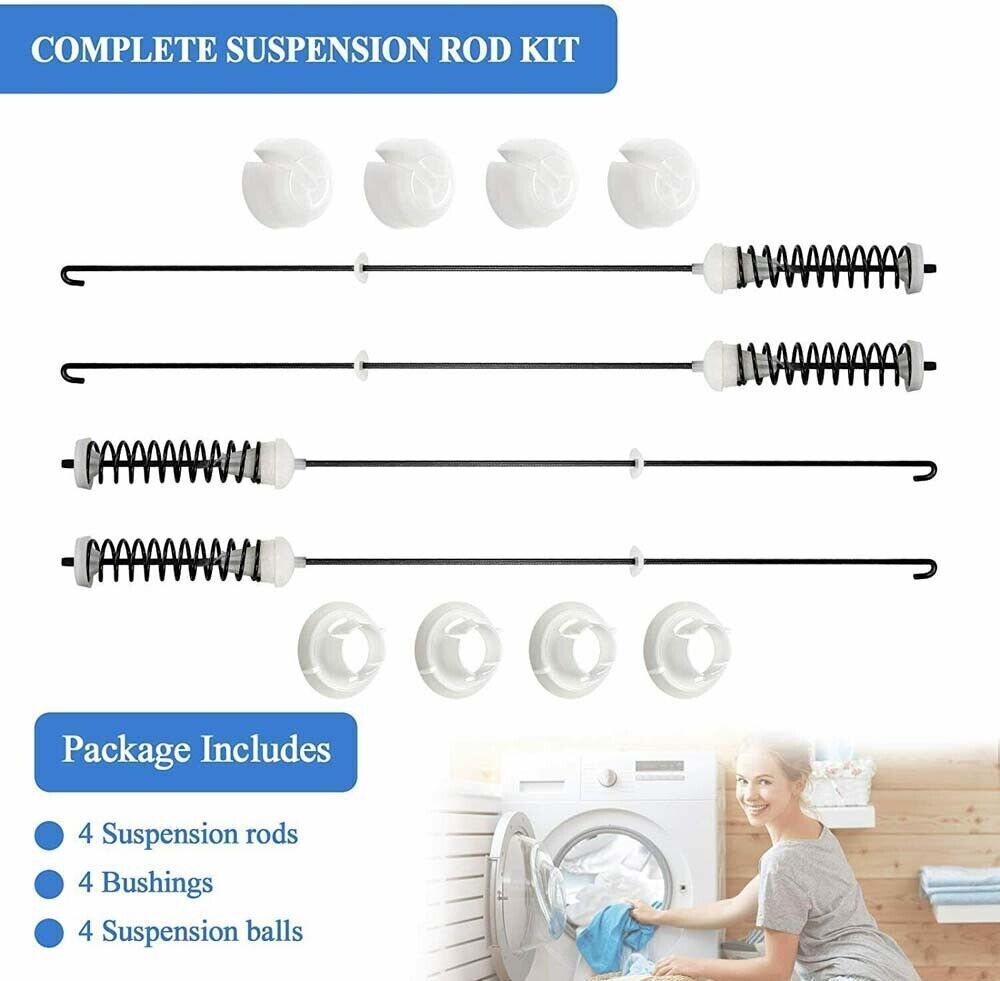 4Pcs Suspension Rod Kit W10780045 W10821956 for Whirlpool Kenmore Washer