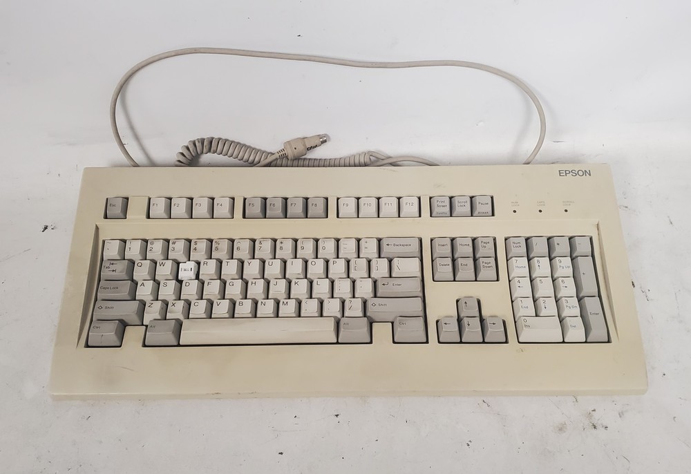 Vintage Epson T026A PS/2 Mechanical Computer Keyboard Missing Keycap