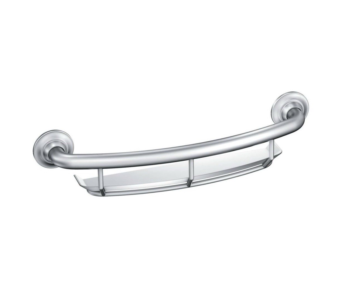 Moen 16-Inch Screw-in Curved Shower Bathroom Grab Bar With Shelf LR2356DCH