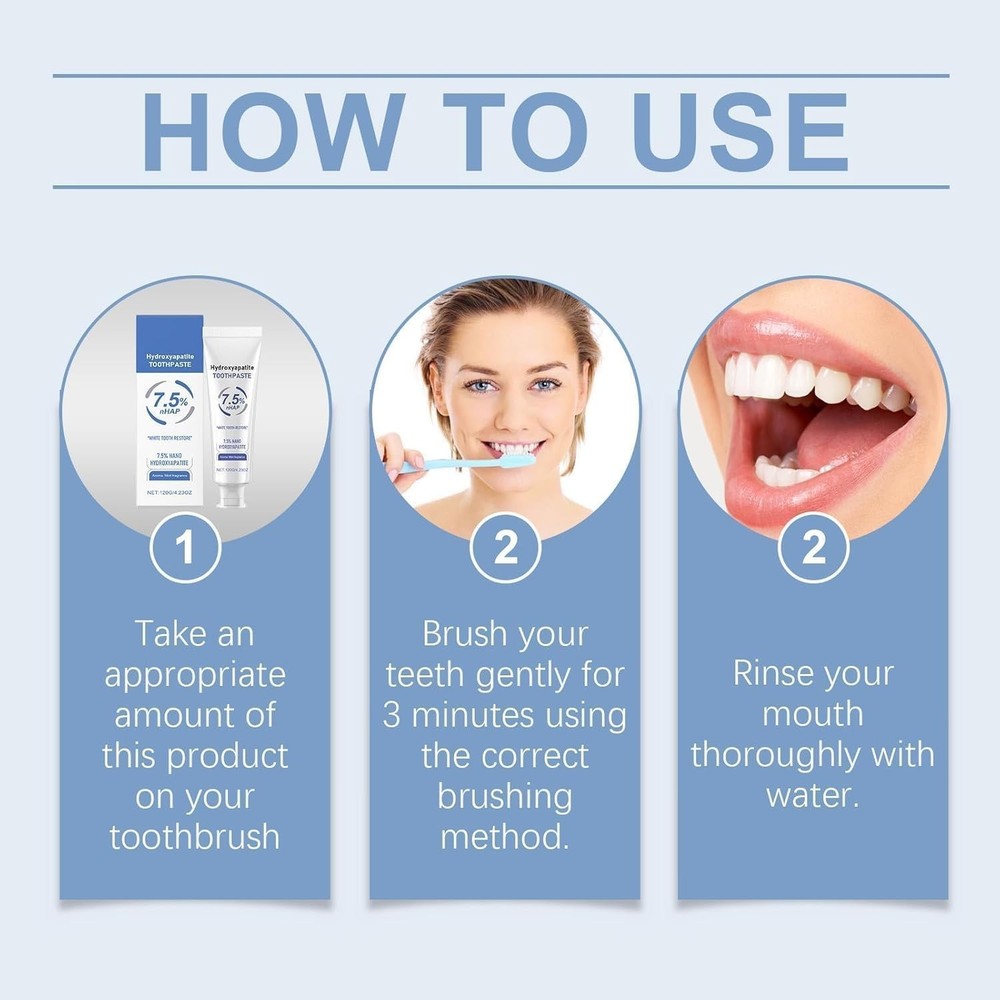7.5% Hydroxyapatite Toothpaste for Enamel Protection & Sensitivity Relief (2pcs)
