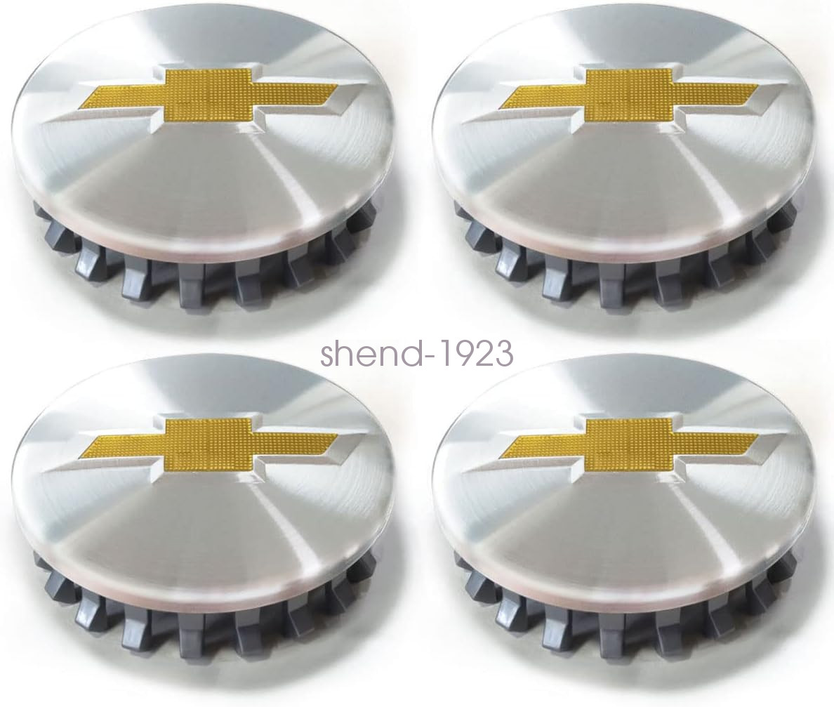 Silver Chevy Wheel Center Cap 4pcs Gold Emblem for Chevrolet Silverado Tahoe