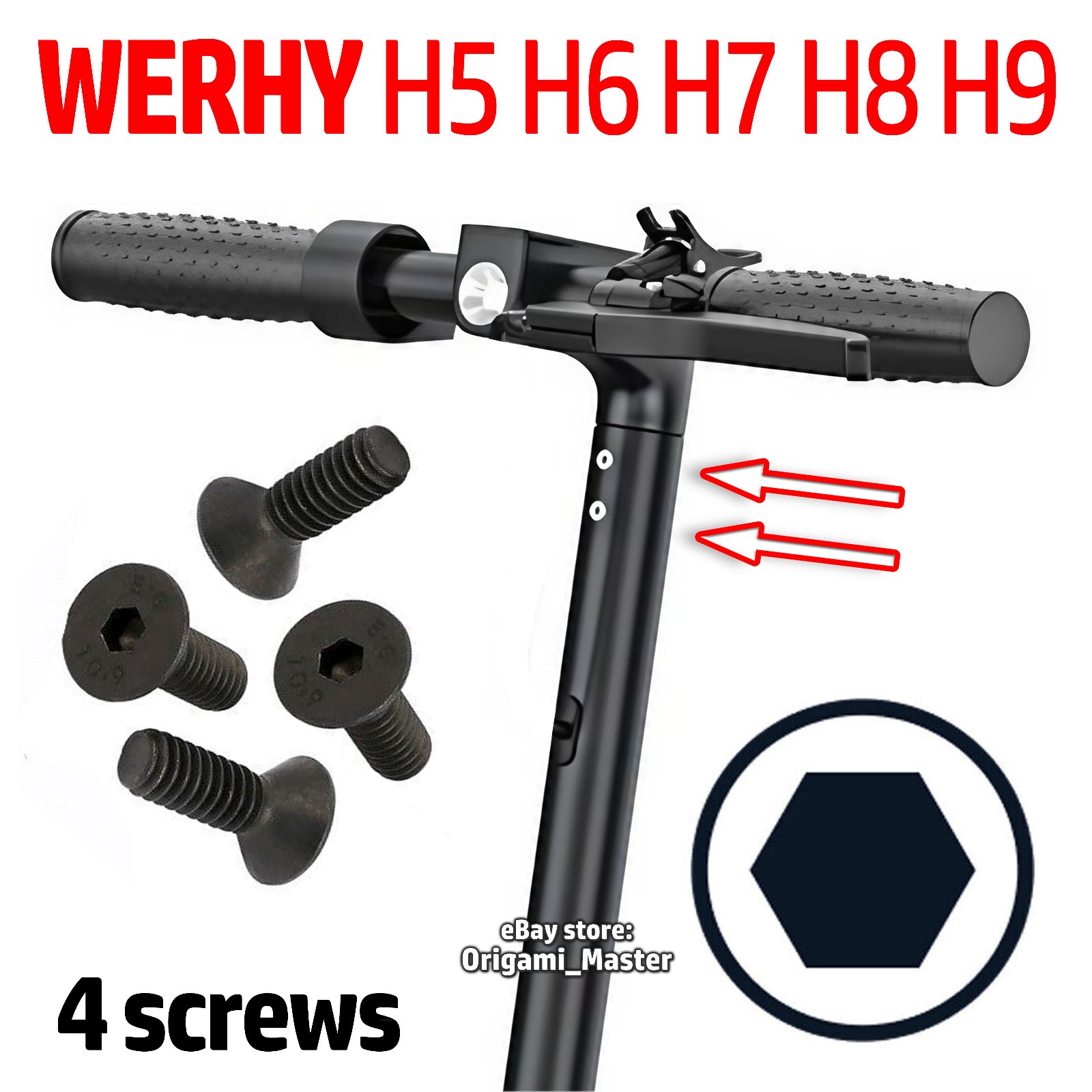 4x Allen Head STEM NECK SCREWS for WERHY Scooter Nut H5 H6 H7 H8 H9