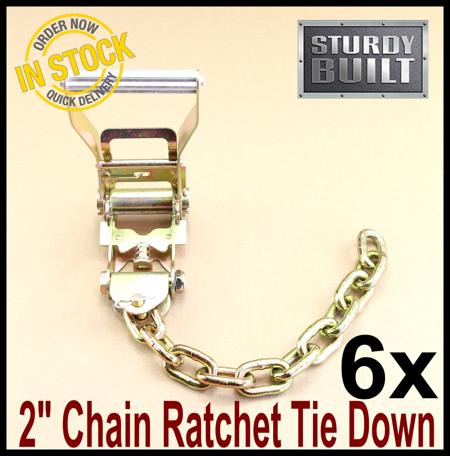 6x Chain Ratchet Strap Tie Down G70 Flatbed Tow Truck Hauler Car Carrier Wrecker