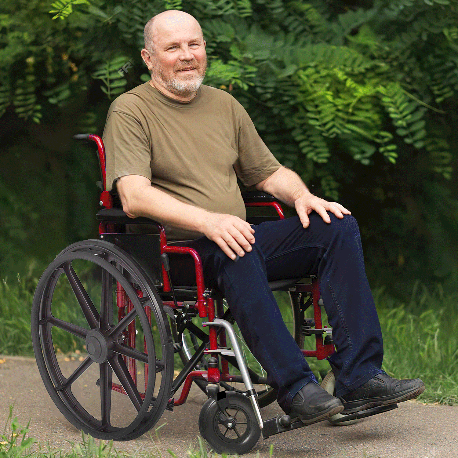 [FDA APPROVED]Foldable Manual Medical Economy Wheelchair w/Adjustable Foot Rest