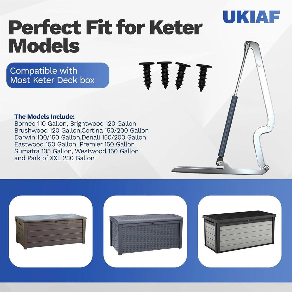 1 Pack Keter Deck Box Replacement Hinges for Keter Outdoor Storage Box Including