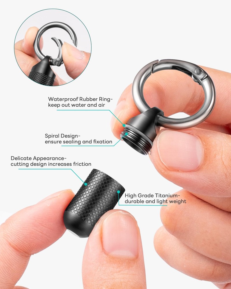 TISUR Small Pill Keychain Container, Mini Tiny Black-0.39 Inch, Black