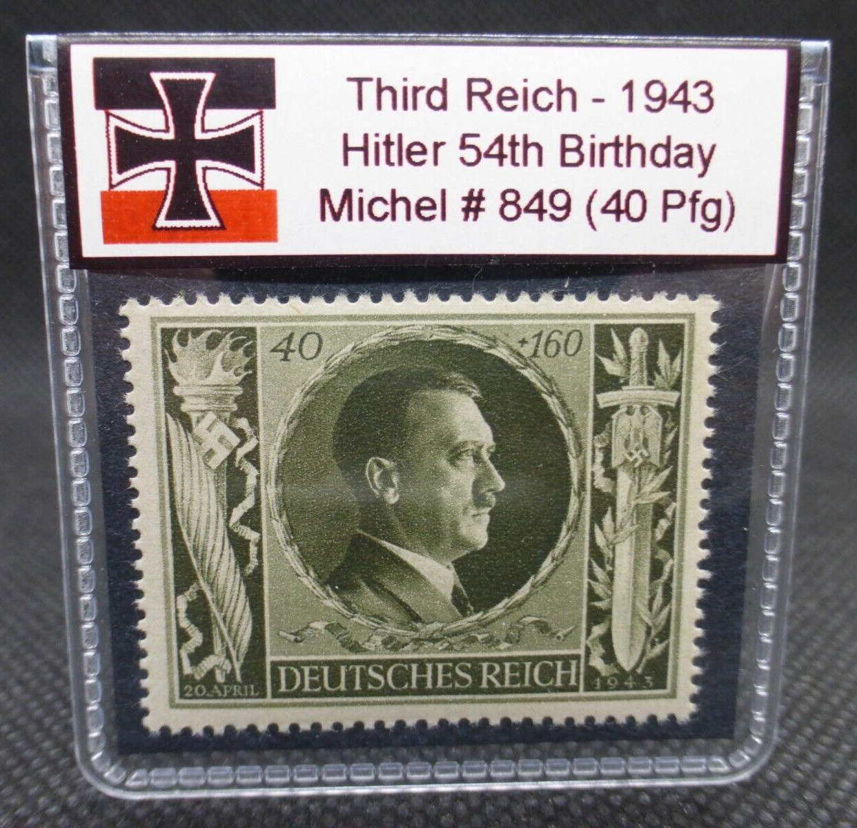 Adolf Hitler 1943 WW2 54th Birthday Stamp Third Reich Nazi Germany MNH Pfennig