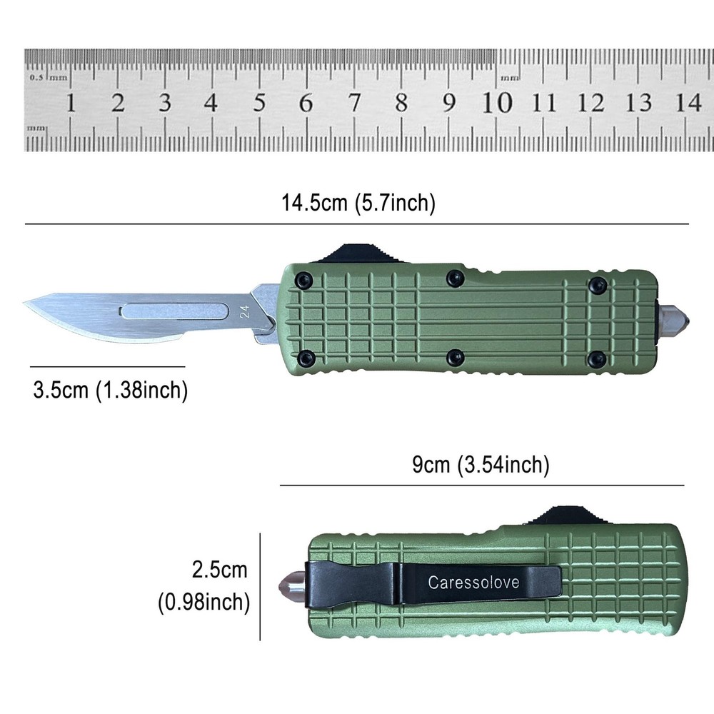 Automatic Utility Knife Push Button, EDC Pocket Boxcutters With Clip, Double ...