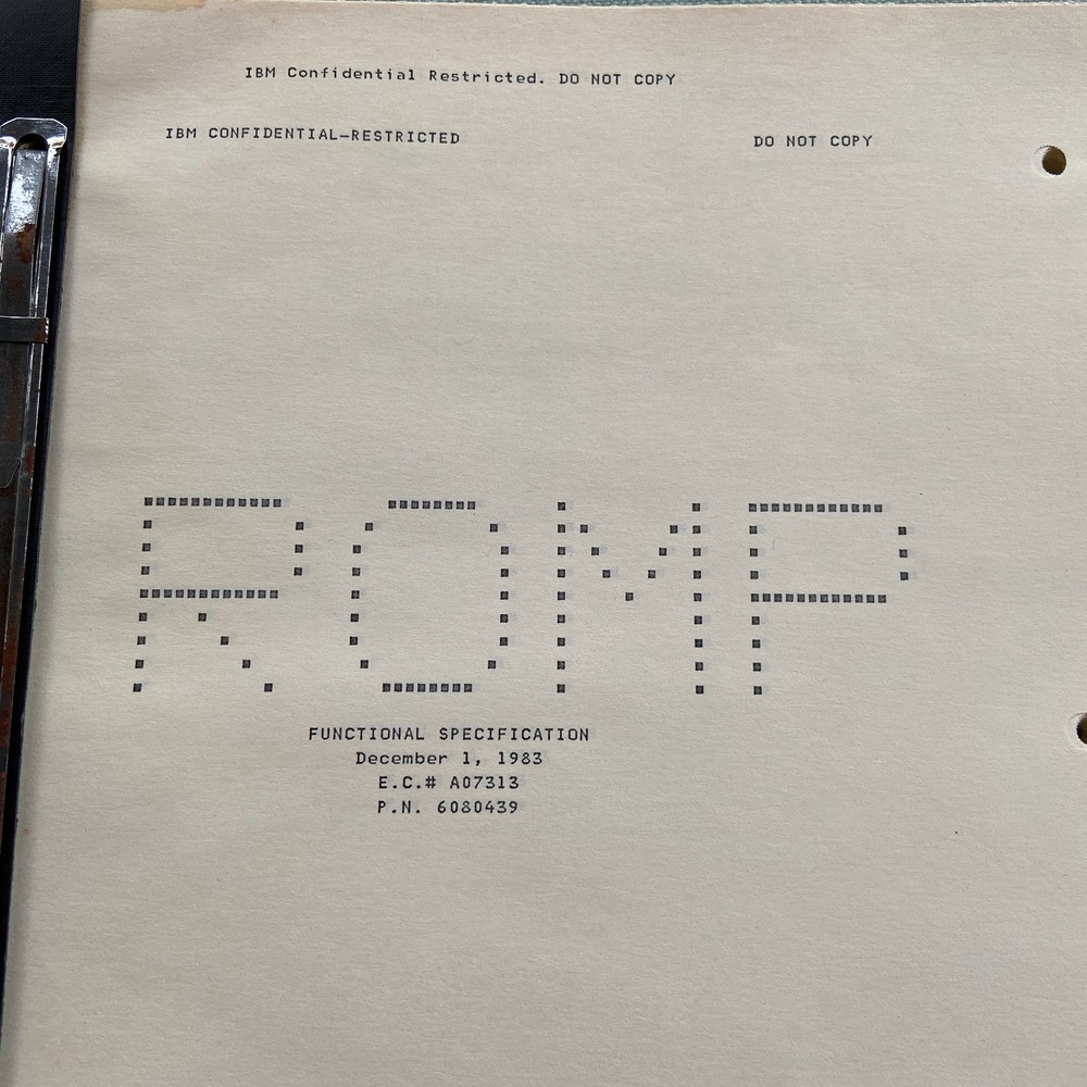 IBM ROMP Processor Copy Functional Specification 1983 Vintage Book Manual 32 Bit