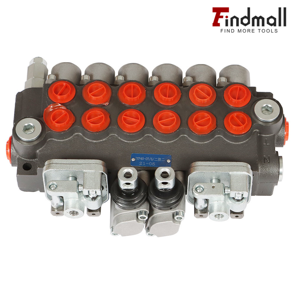 11 GPM Hydraulic Backhoe Directional Control Valve w/ 2 Joysticks,6 Spool